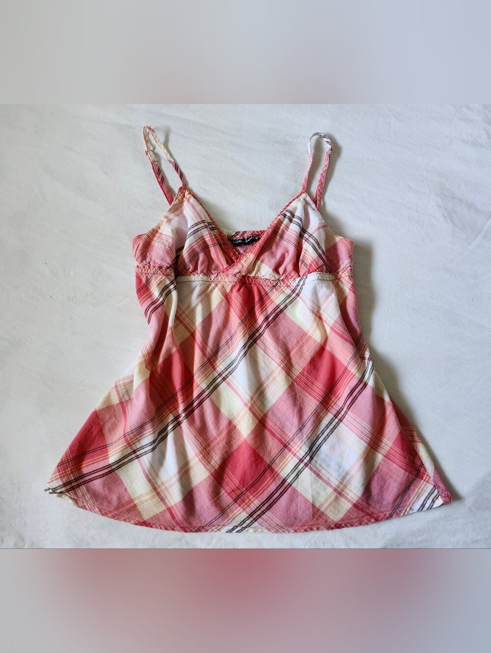 Y2K Women’s Pink Plaid Cotton Camisole